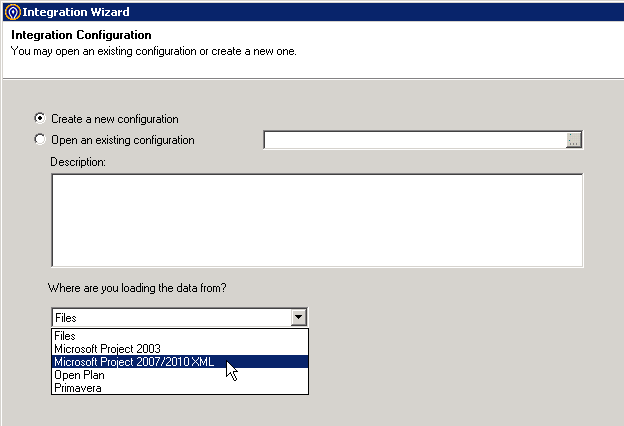Integration Wizard MSP 2010 XML