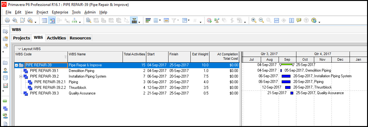 Primavera P6自上而下的估计