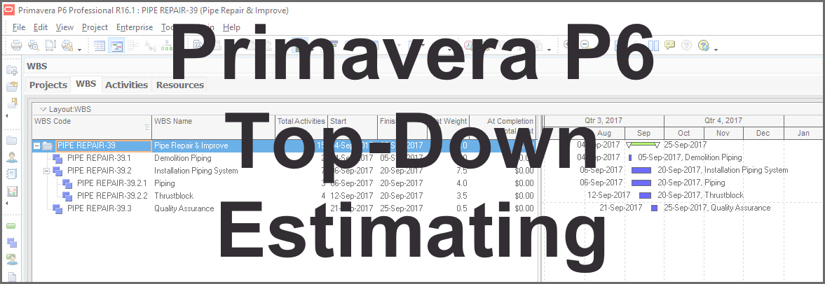 Primavera P6自上而下的估计